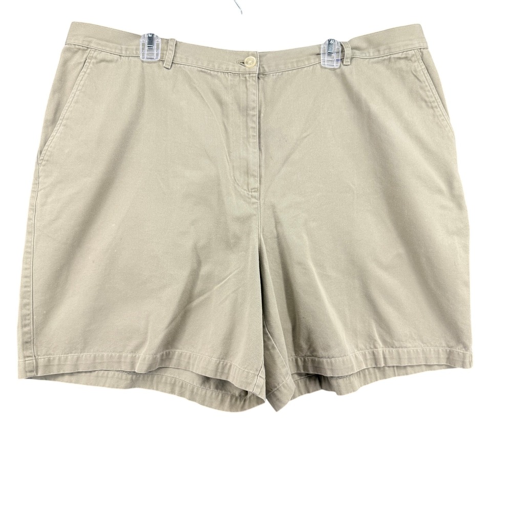 Lauren Ralph Lauren Womens Plus 22W Khaki Chino Short Tan Cotton Twill High Rise